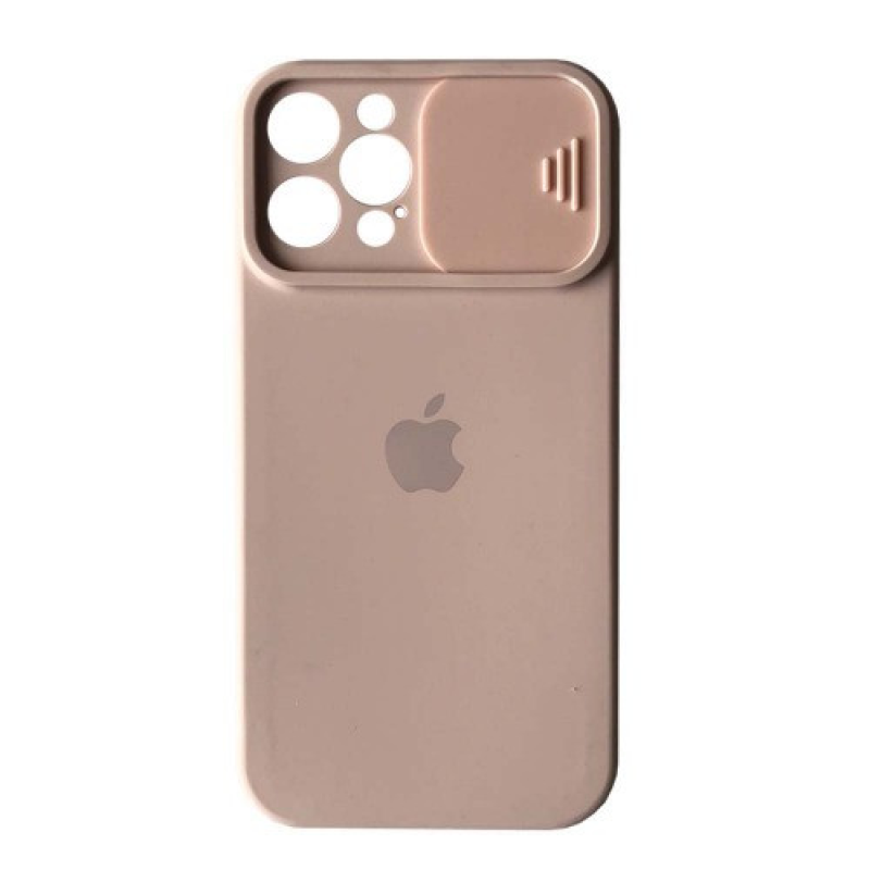 Silicone Case SLIDER Full Camera SQUARE side for iPhone 12 Pro Max Бежевий