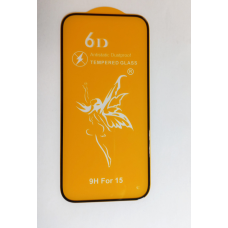 Захисне скло 6D PREMIUM для IPhone 15  /  на айфон 15   black  чорний