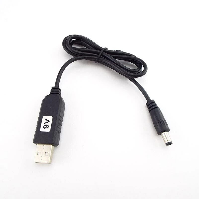 USB кабель живлення (DC 5.5 x 2.1 мм) з перетворювачем 5v на 9v для роутерів.