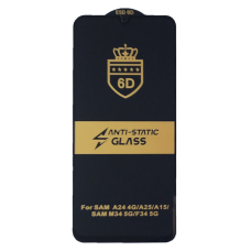 Захисне скло 6 D для Samsung A245 Galaxy A24 4G, A256 Galaxy A25, A156 Galaxy A15, 9H, чорне