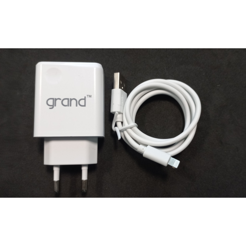 СЗП Grand D10A-3 2USB 10.5 W 2.1 A + кабель Lightning Білий