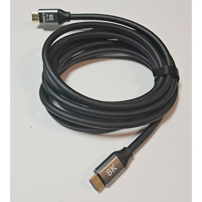 Кабель відео HDMI/HDMI 8K Ultra HD (7680x4320P), 3.0m, v2,1, круглий Black