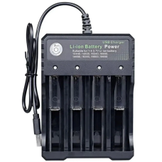 Зарядний пристрій з USB — BH-042100-04 для 4 акумуляторів типу 16340 (CR123A), 18650, 18500, 18350, 14500
