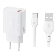 Мережевий зарядний пристрій XO L159 1USB QC3.0 18W Quick Charger з кабелемTYPE-C