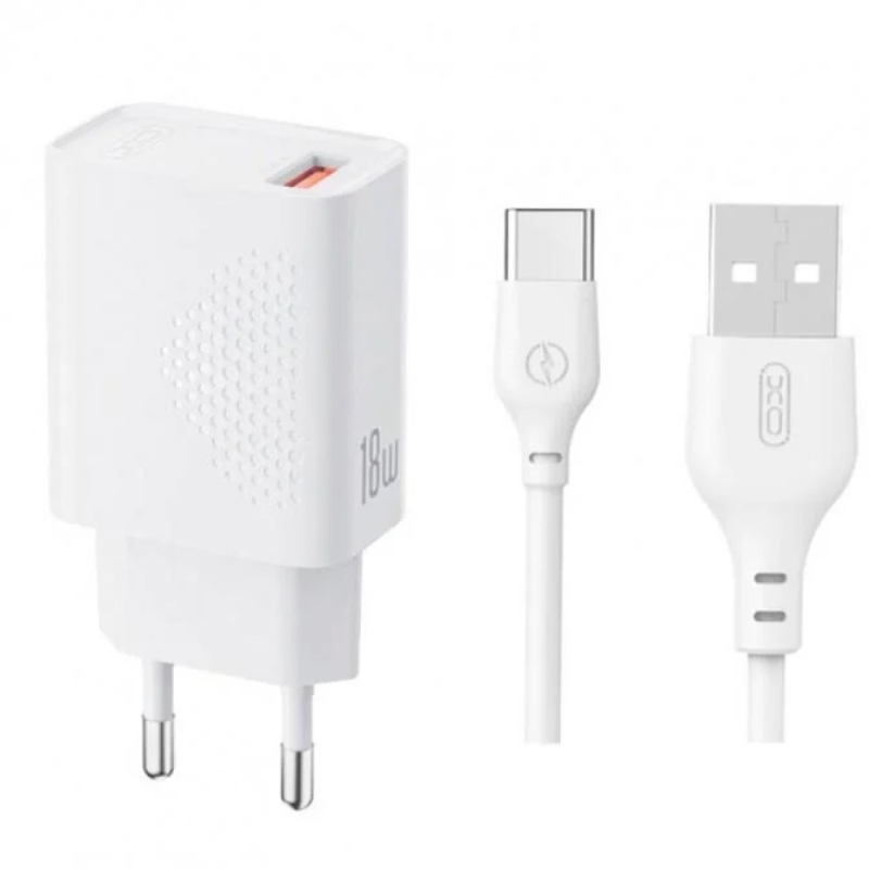 Мережевий зарядний пристрій XO L159 1USB QC3.0 18W Quick Charger з кабелемTYPE-C