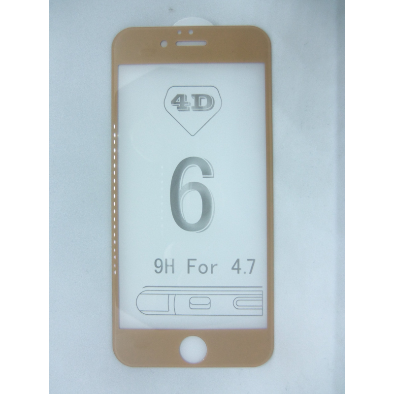 Захисне скло 4D Iphone 6/6S Gold (золото)
