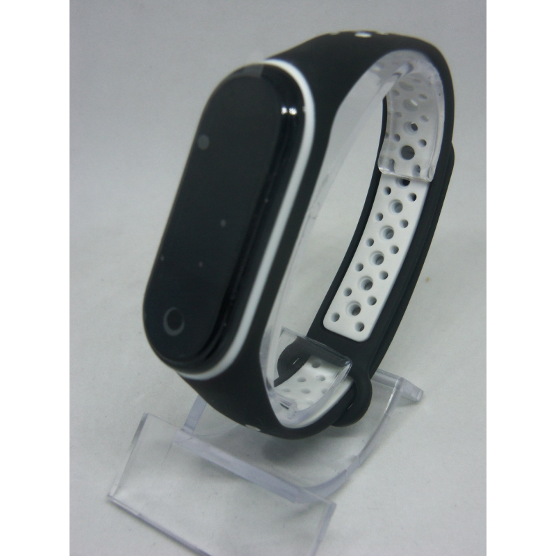 Ремінець перфорований Sport браслет Mi Band 3/4 MiBand 3/4 мі бенд 3/4 чорно-білий
