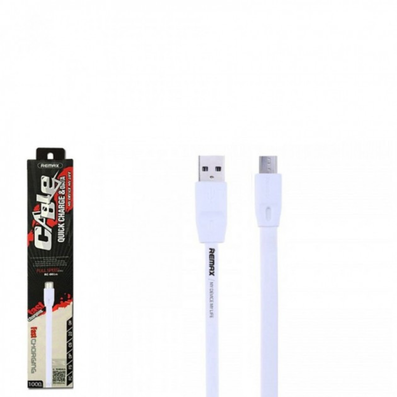 USB кабель Remax Full Speed RC-001m MicroUSB 1m White