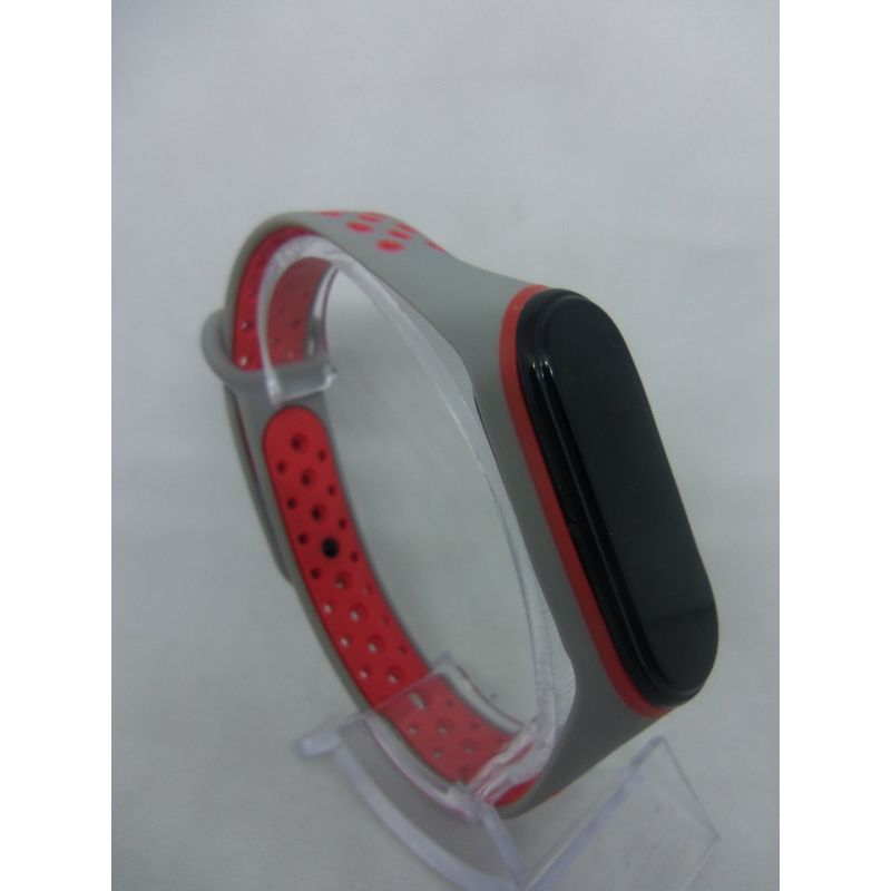 Ремінець перфорований Sport браслет Mi Band 3/4 мі бенд 3/4 колір сіро-червоний