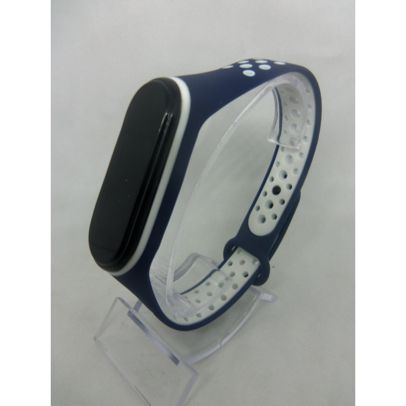 Ремінець перфорований Sport браслет Mi Band 3/4 MiBand 3/4 мі бенд 3/4 синьо-білий