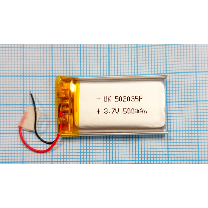Акумулятор внутрішній 5х20х36 мм (500 mAh 3,7V) 052035 AAA клас в Запоріжжі